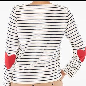 J Crew Factory Boatneck Striped Top with Heart Elbow Patches- M